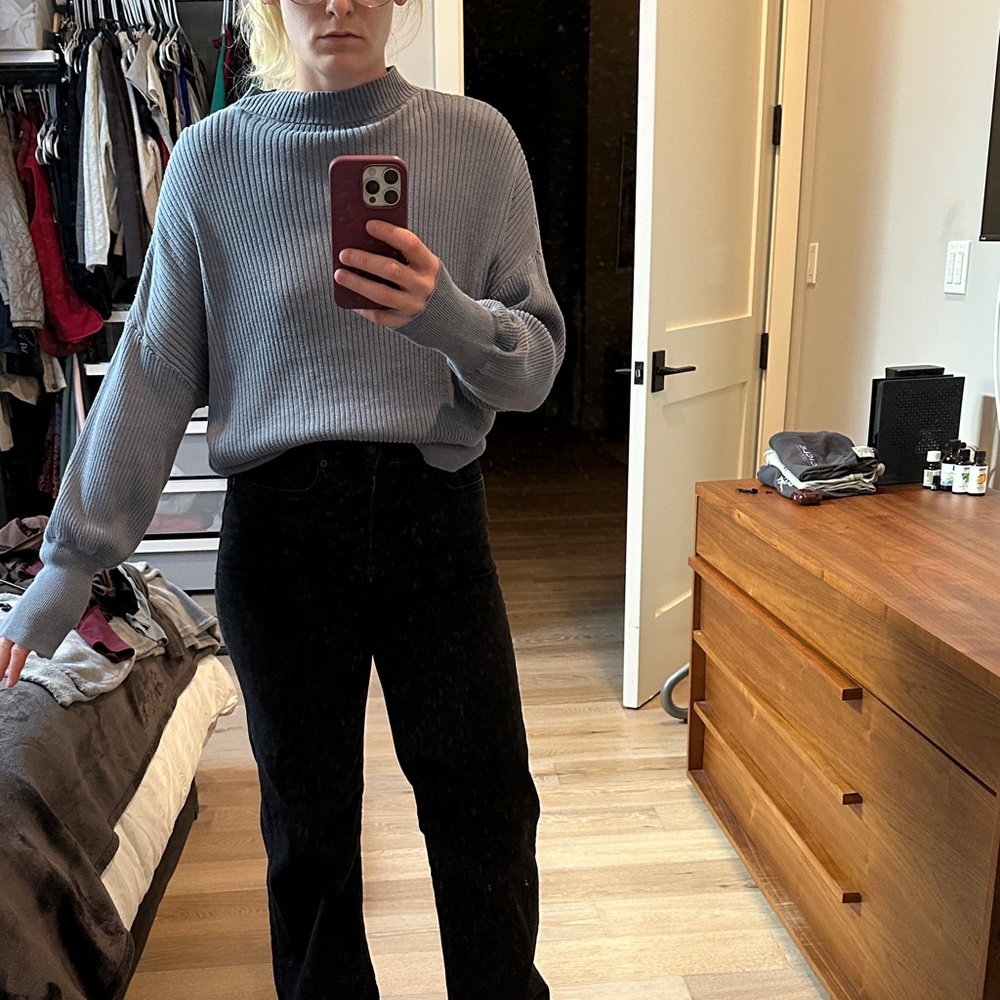 Women's Express Blue Gray Balloon Sleeve Sweater